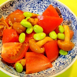 【中華ごま】トマトとなめこ枝豆のドレッシング和え